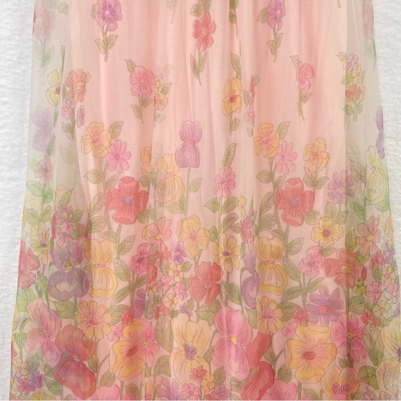 Vintage house dress floral flowers garden party lined netted maxi dress. Large - Picture 14 of 14